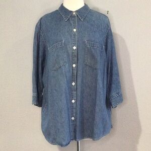 Venzia Jeans Clothing Co. Button Down 3/4 Split Sleeve Tunic Shirt Size 18/20